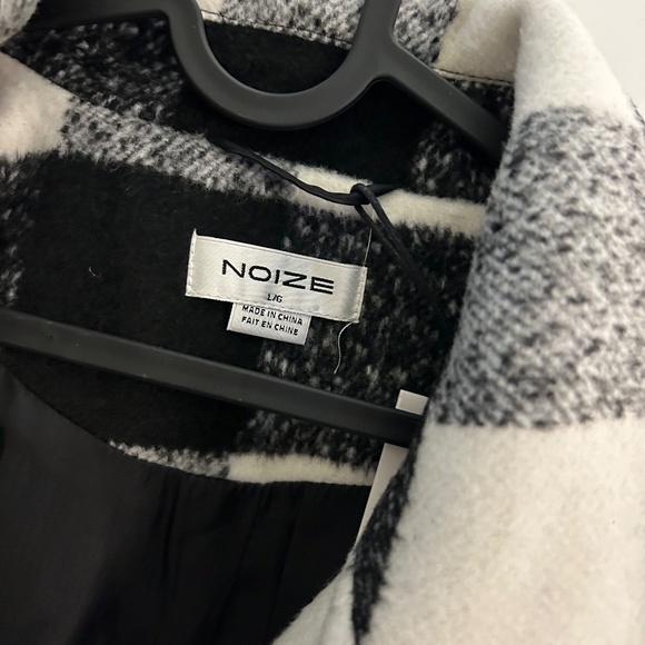 Noize Kort Black & White Vegan Wool Long Length Coat - Picture 3 of 6